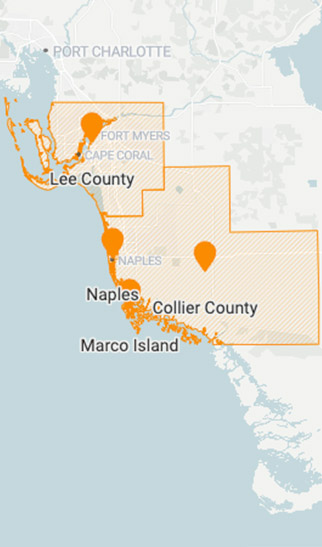 Counties we serve in Naples Area - American Shower Glass