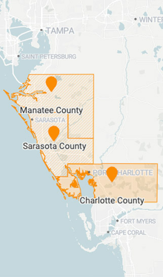 Counties we serve in Sarasota Area - American Shower Glass